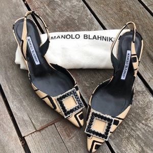 Manolo Blahnik sling-back kitten heels